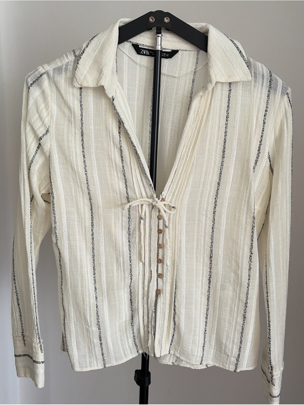 Zara Cream Striped Rustic Blouse